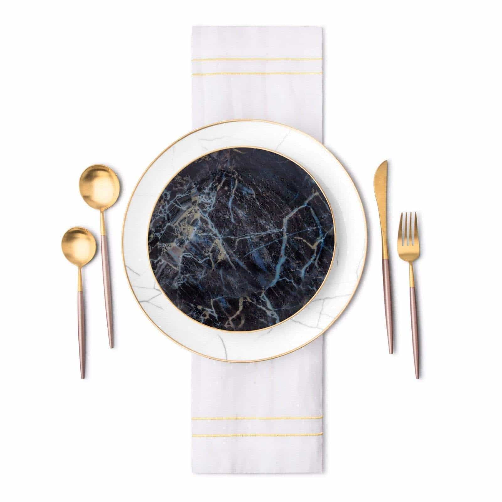 Black Marble Accent Salad Plate-Set of 4