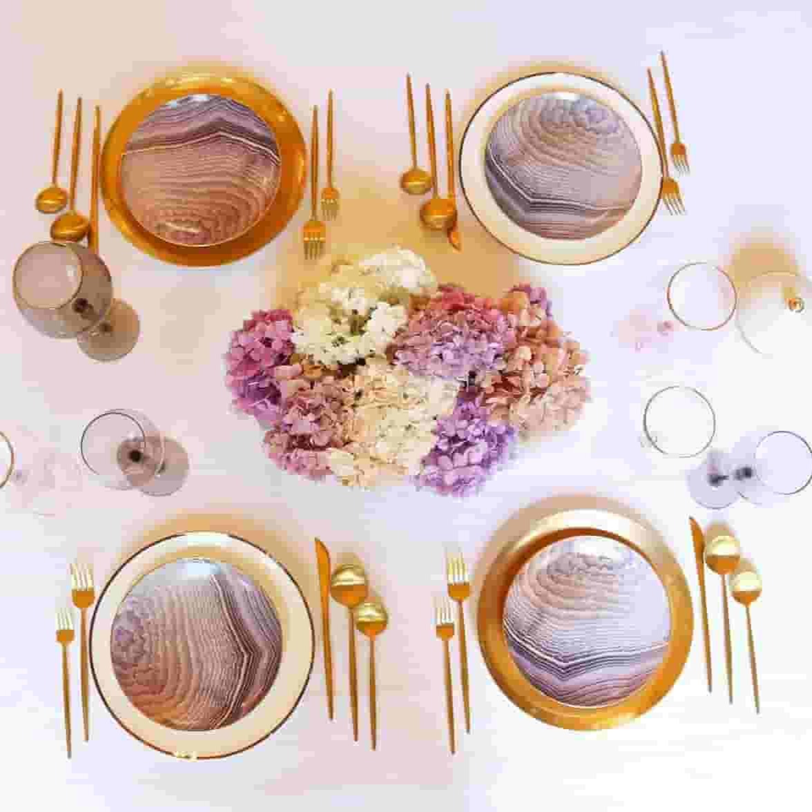 Amethyst Agate Plate-Set of 4