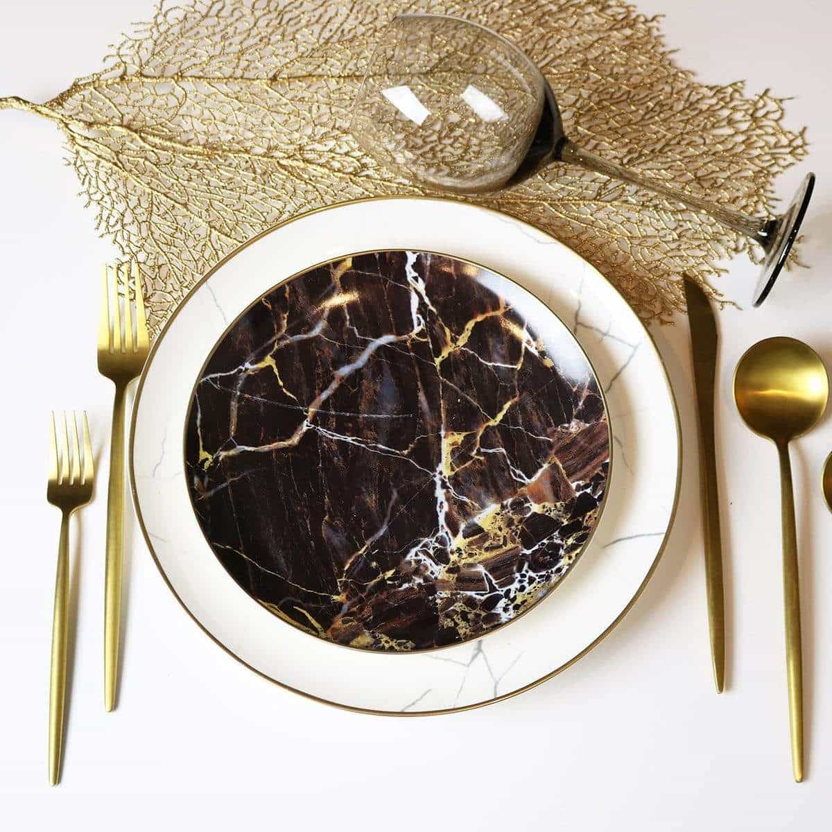 Black Marble Accent Salad Plate-Set of 4