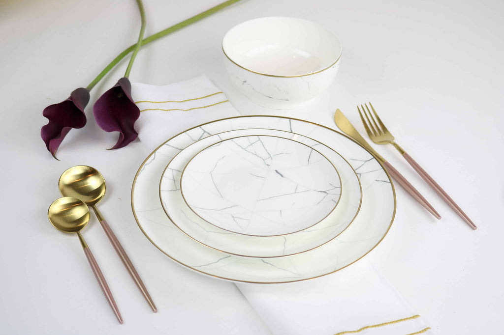 Carrara Marble Dinnerware Set - 16 Piece Set
