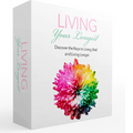 Book or product packaging titled 'Living Your Longest' with a colorful flower design on a white background.