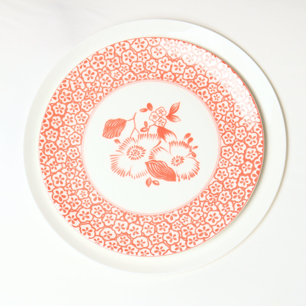 Coral  patterened Accent Plate - Set of 4